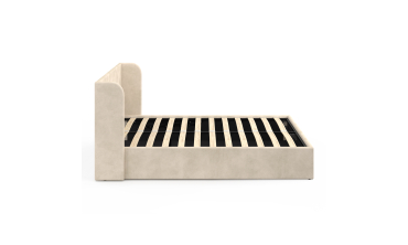 Lit coffre Lucia en velours beige avec sommier et tête de lit 140x190cm