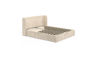 Lit coffre Lucia en velours beige avec sommier et tête de lit 160x200cm