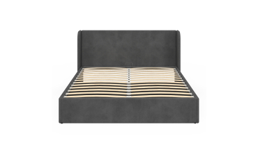Lit coffre Lucia en velours gris avec sommier et tête de lit 160x200cm