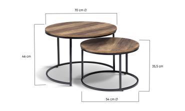 Table basses rondes gigognes Eliza - lot de 2