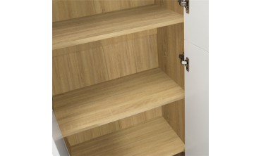 Armoire Marius 2 portes effet hêtre et blanc