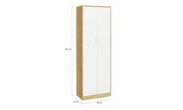 Armoire Marius 2 portes effet hêtre et blanc