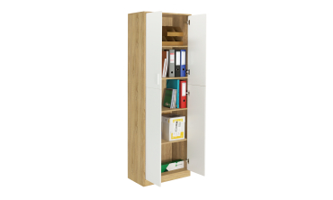 Armoire Marius 2 portes effet hêtre et blanc