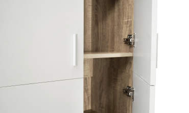 Armoire Marius 2 portes effet hêtre et blanc