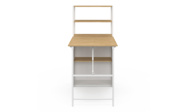 Bureau bibliothèque 2 en 1 pliable Raya blanc et bois