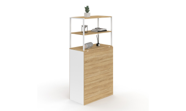 Bureau bibliothèque 2 en 1 pliable Raya blanc et bois
