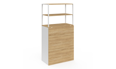 Bureau bibliothèque 2 en 1 pliable Raya blanc et bois