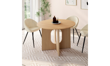 Table à manger ronde extensible Mathis bois  Ø110-150cm