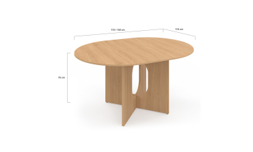 Table à manger ronde extensible Mathis bois  Ø110-150cm