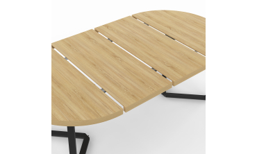 Table à manger ronde extensible Sana bois et noir Ø110-200cm