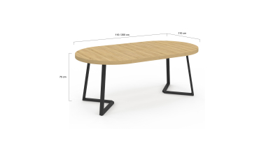 Table à manger ronde extensible Sana bois et noir Ø110-200cm