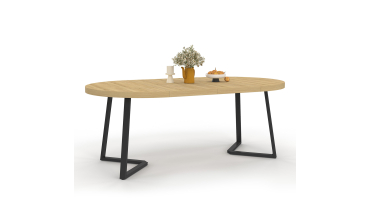 Table à manger ronde extensible Sana bois et noir Ø110-200cm