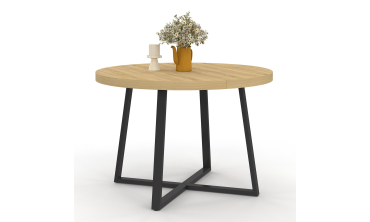 Table à manger ronde extensible Sana bois et noir Ø110-200cm