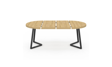 Table à manger ronde extensible Sana bois et noir Ø110-200cm