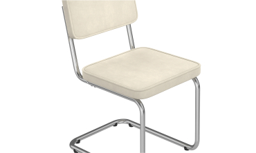Chaises Naya en velours crème et pied métal cantilever - lot de 4