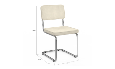 Chaises Naya en velours crème et pied métal cantilever - lot de 4