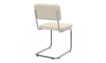 Chaises Naya en velours crème et pied métal cantilever - lot de 4