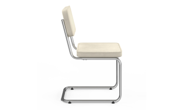 Chaises Naya en velours crème et pied métal cantilever - lot de 4