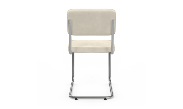 Chaises Naya en velours crème et pied métal cantilever - lot de 4