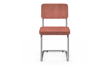 Chaises Naya en bouclette terracotta et pied métal cantilever - lot de 4