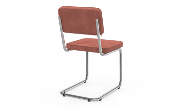 Chaises Naya en bouclette terracotta et pied métal cantilever - lot de 4