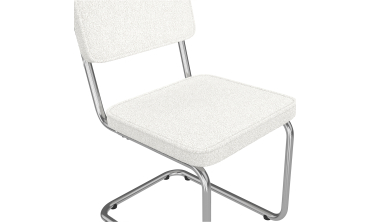 Chaises Naya en bouclette crème et pied métal cantilever - lot de 4