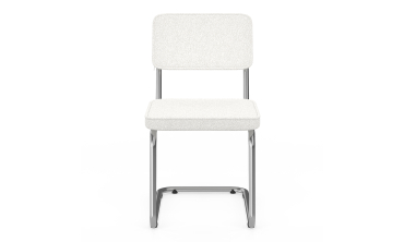 Chaises Naya en bouclette crème et pied métal cantilever - lot de 4