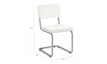 Chaises Naya en bouclette crème et pied métal cantilever - lot de 4