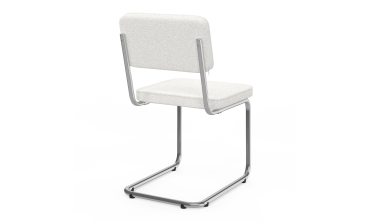 Chaises Naya en bouclette crème et pied métal cantilever - lot de 4