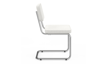 Chaises Naya en bouclette crème et pied métal cantilever - lot de 4