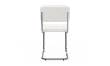 Chaises Naya en bouclette crème et pied métal cantilever - lot de 4