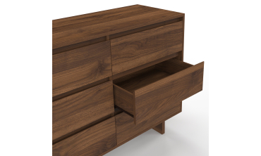 Commode Yumi 6 tiroirs en bois effet noyer