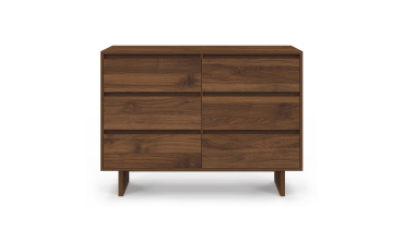 Commode Yumi 6 tiroirs en bois effet noyer