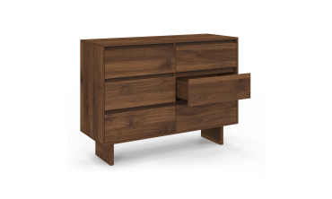Commode Yumi 6 tiroirs en bois effet noyer