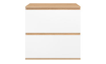 Meuble sous vasque suspendu Tom 2 tiroirs blanc et effet hêtre L60cm