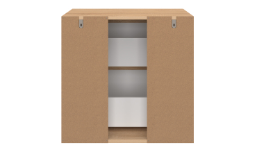 Meuble sous vasque suspendu Tom 2 tiroirs blanc et effet hêtre L60cm