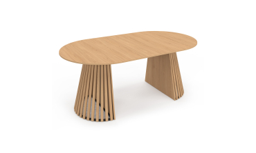 Table à manger ronde extensible Camélia bois et pied lattes Ø110-200cm