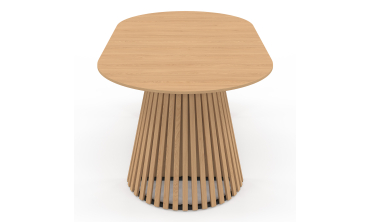 Table à manger ronde extensible Camélia bois et pied lattes Ø110-200cm