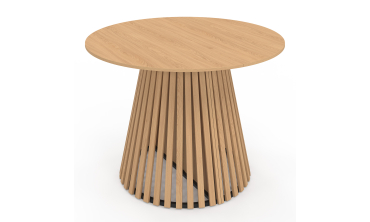Table à manger ronde extensible Camélia bois et pied lattes Ø110-200cm