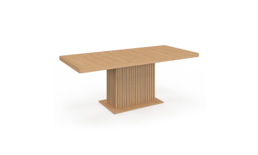Table à manger extensible Faustine bois et pied lattes avec rangement intégré 160-200cm