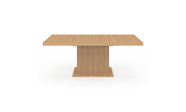 Table à manger extensible Faustine bois et pied lattes avec rangement intégré 160-200cm