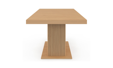 Table à manger extensible Faustine bois et pied lattes avec rangement intégré 160-200cm
