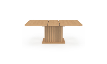 Table à manger extensible Faustine bois et pied lattes avec rangement intégré 160-200cm