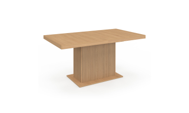 Table à manger extensible Faustine bois et pied lattes avec rangement intégré 160-200cm