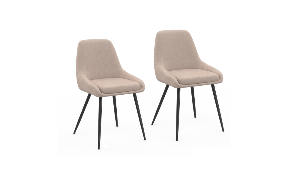 Chaises Ornella en tissu taupe et pieds métal noirs - lot de 2 Chaises Ornella en tissu taupe et pieds métal noirs - lot de 2