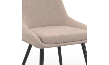 Chaises Ornella en tissu taupe et pieds métal noirs - lot de 4