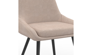 Chaises Ornella en tissu taupe et pieds métal noirs - lot de 6