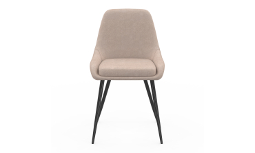 Chaises Ornella en tissu taupe et pieds métal noirs - lot de 6