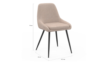 Chaises Ornella en tissu taupe et pieds métal noirs - lot de 6