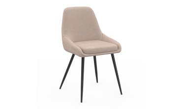 Chaises Ornella en tissu taupe et pieds métal noirs - lot de 6